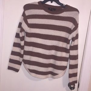 Tan and white striped sweater
